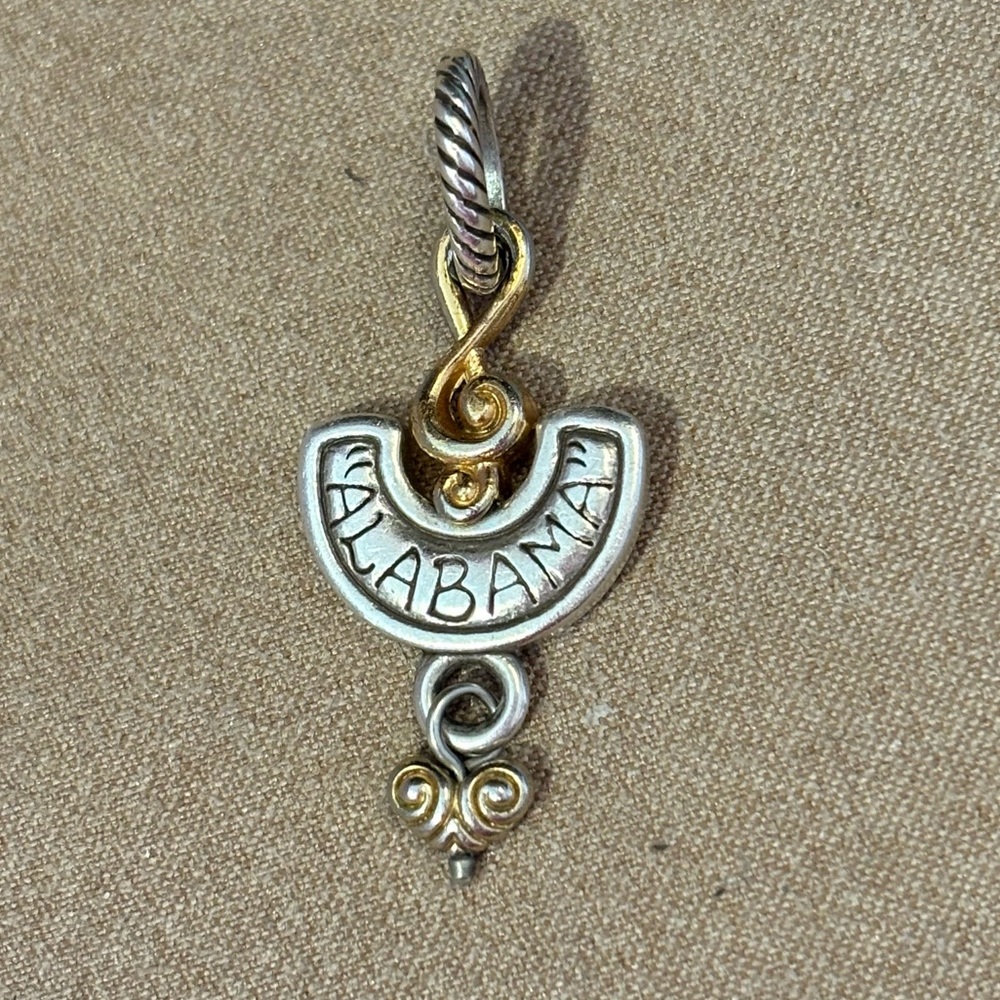 Brighton Alabama state charm Engraved Sweet Home Silver w gold music clef, heart